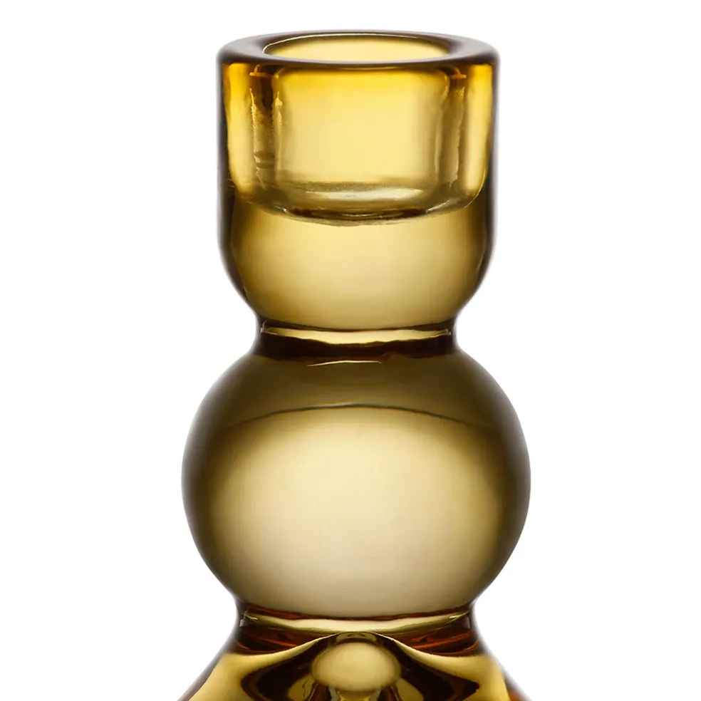 Bougeoir en verre ambre h10cm - Alphe