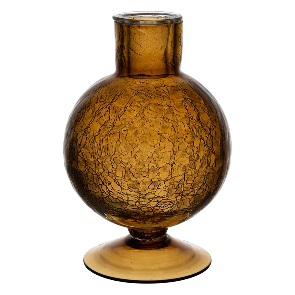 Bougeoir en verre ambre h15.4cm - Oanez