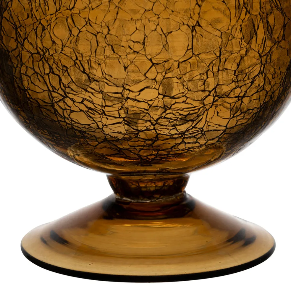 Bougeoir en verre ambre h15.4cm - Oanez
