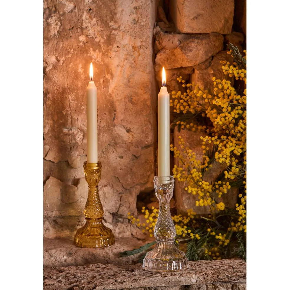 Bougeoir en verre ambre h17cm - Ceresse