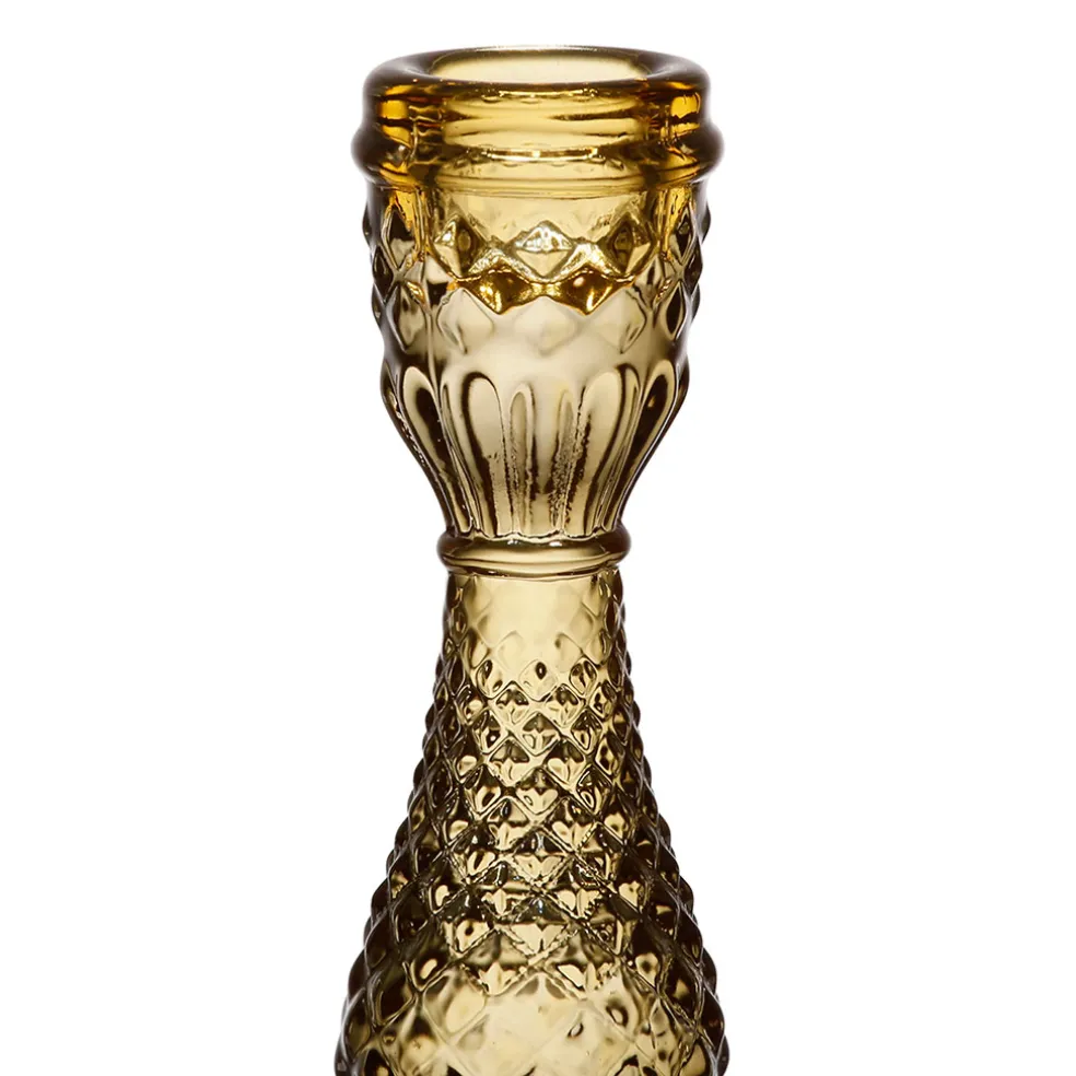 Bougeoir en verre ambre h17cm - Ceresse