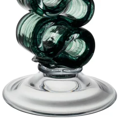 Bougeoir en verre émeraude h23.5cm - Sablon