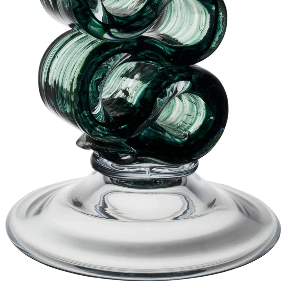 Bougeoir en verre émeraude h23.5cm - Sablon