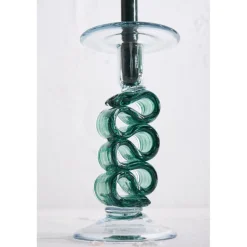Bougeoir en verre émeraude h23.5cm - Sablon