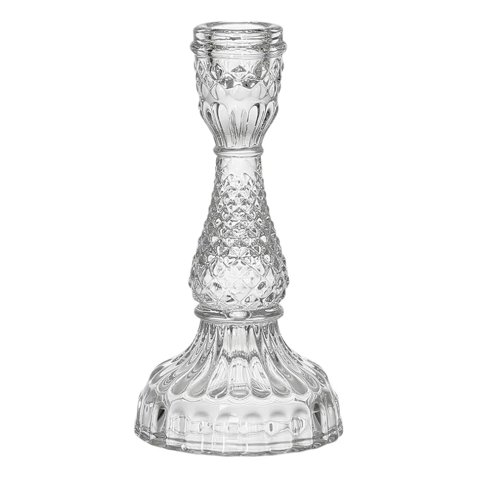 Bougeoir en verre transparent h17cm - Ceresse