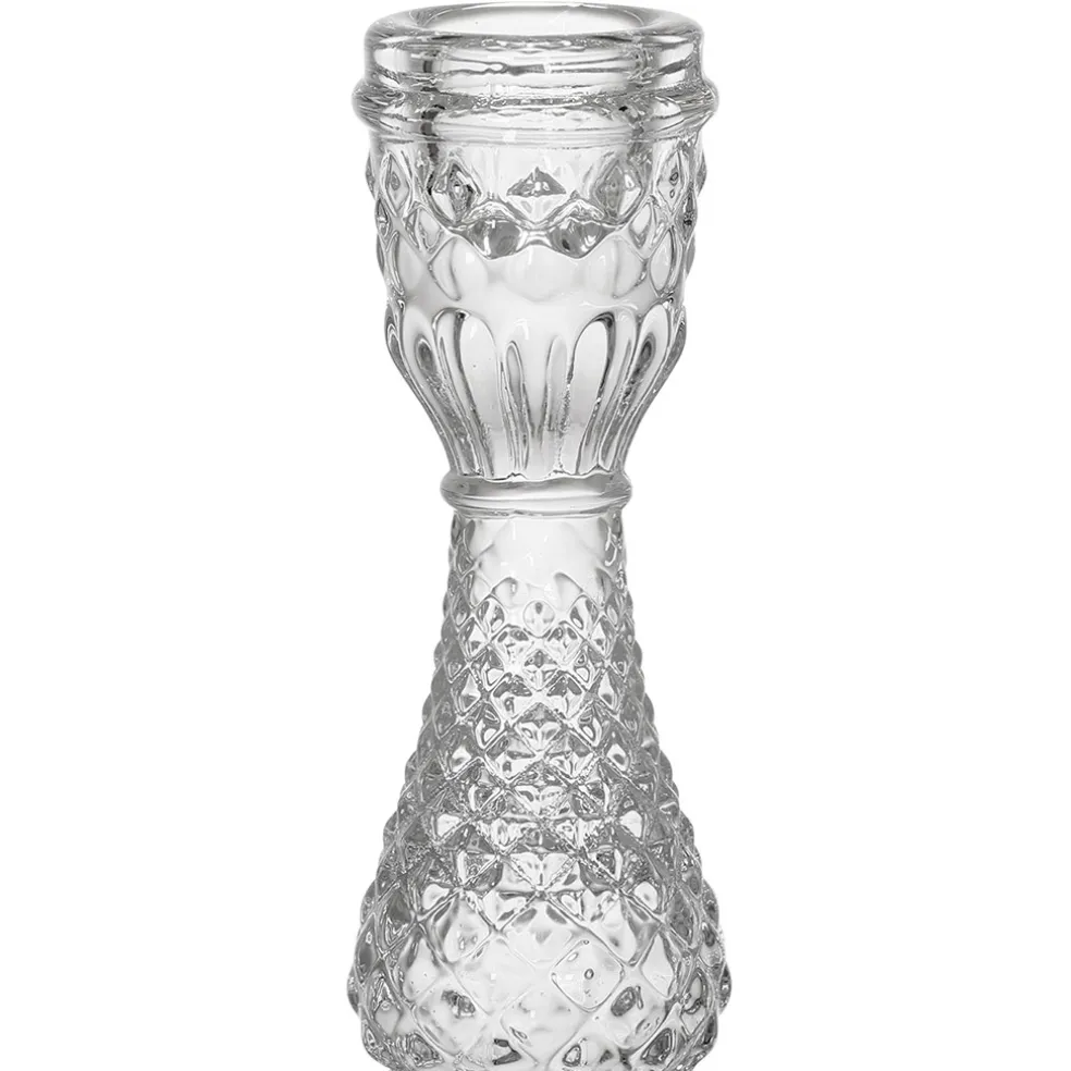 Bougeoir en verre transparent h17cm - Ceresse