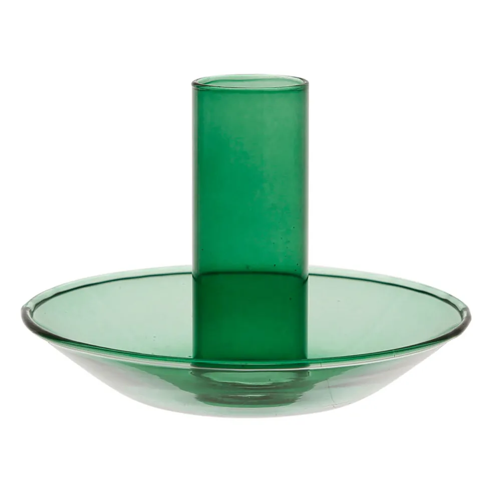 Bougeoir en verre vert d10xh8cm - Funny