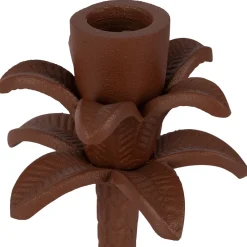 Bougeoir palmier en aluminium terracotta h19cm - Tropic Etoil