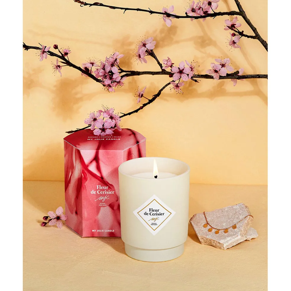 Bougie Bijou Bracelet Or bille beige Fleur de cerisier 45h