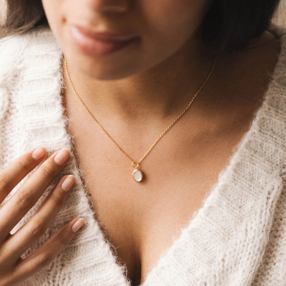 Bougie Bijou Collier Or pierre Nacre lavande boisé 50h