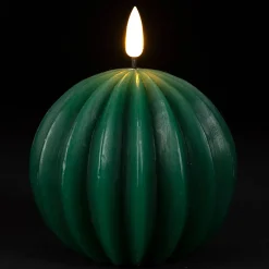 Bougie led boule vert sapin h12cm