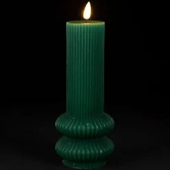 Bougie led pilier vert sapin h21cm