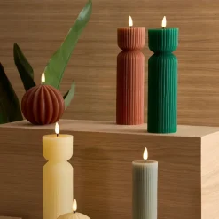 Bougie led pilier vert sapin h24.5cm