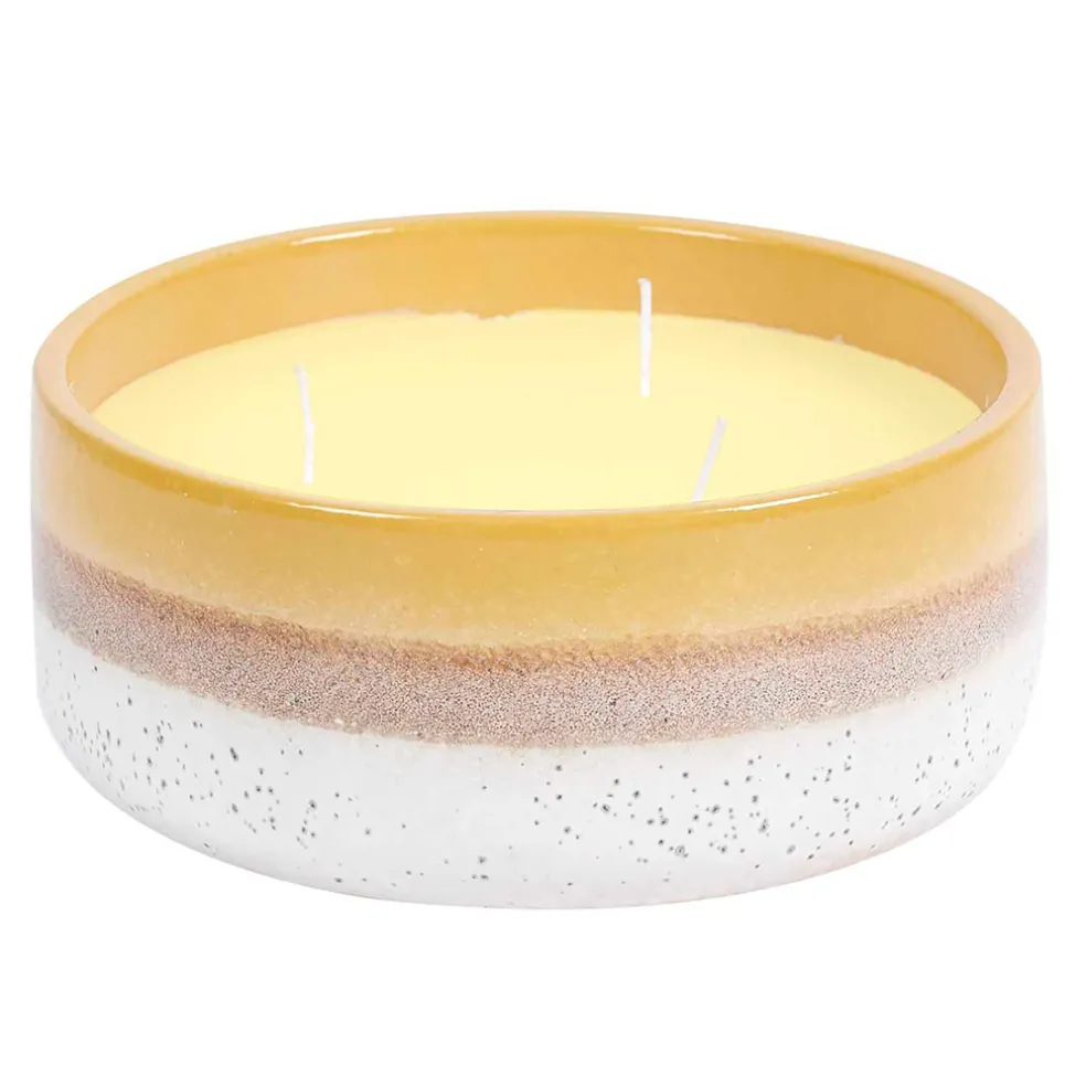 Bougie parfumée citronnelle pot en céramique jaune