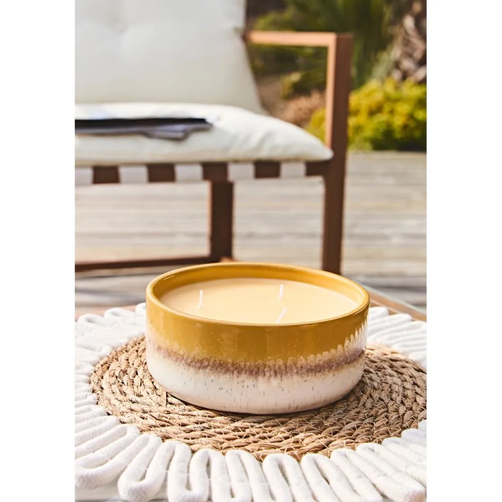 Bougie parfumée citronnelle pot en céramique jaune