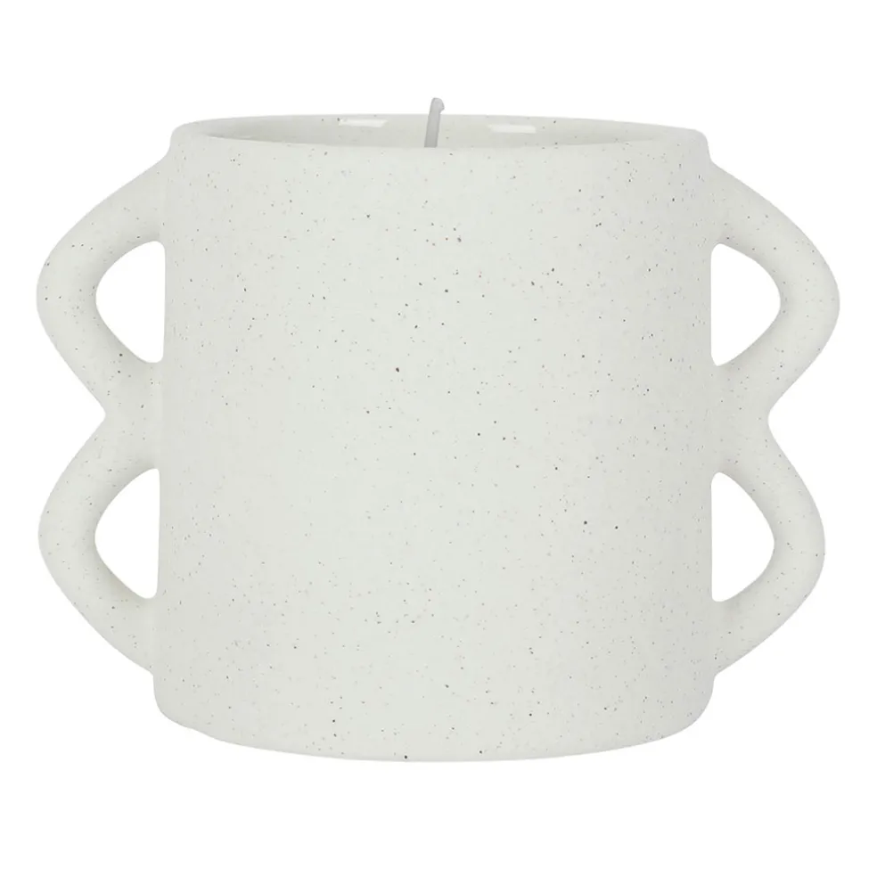 Bougie senteur flora en grès blanc cassé