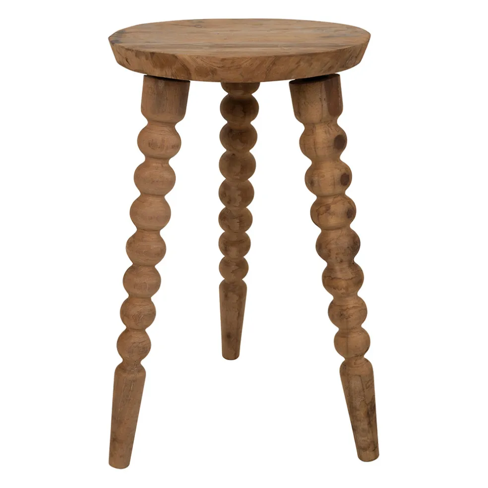 Bout de canapé rond en bois recyclé naturel d34cm - Campagne