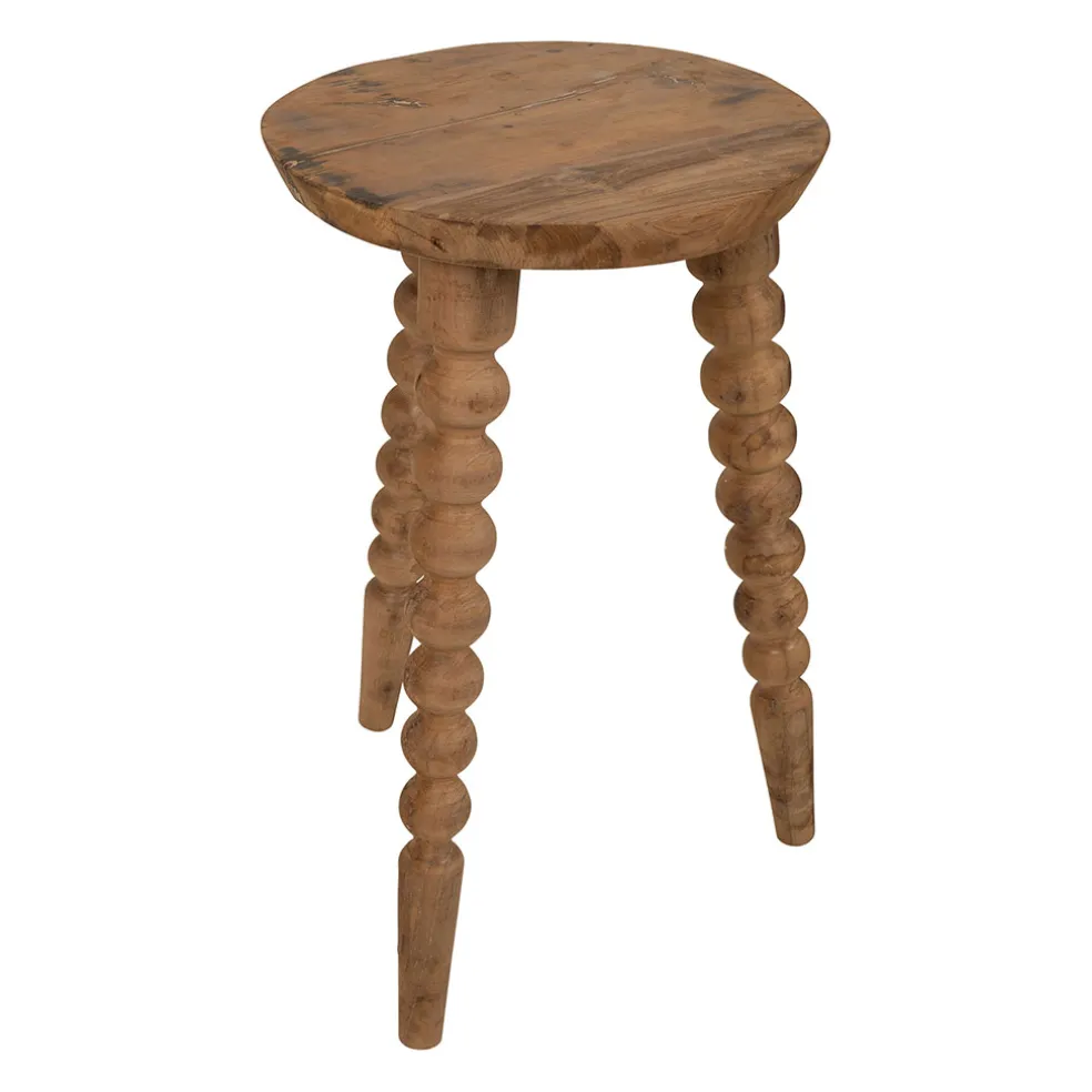 Bout de canapé rond en bois recyclé naturel d34cm - Campagne