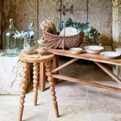 Bout de canapé rond en bois recyclé naturel d34cm - Campagne