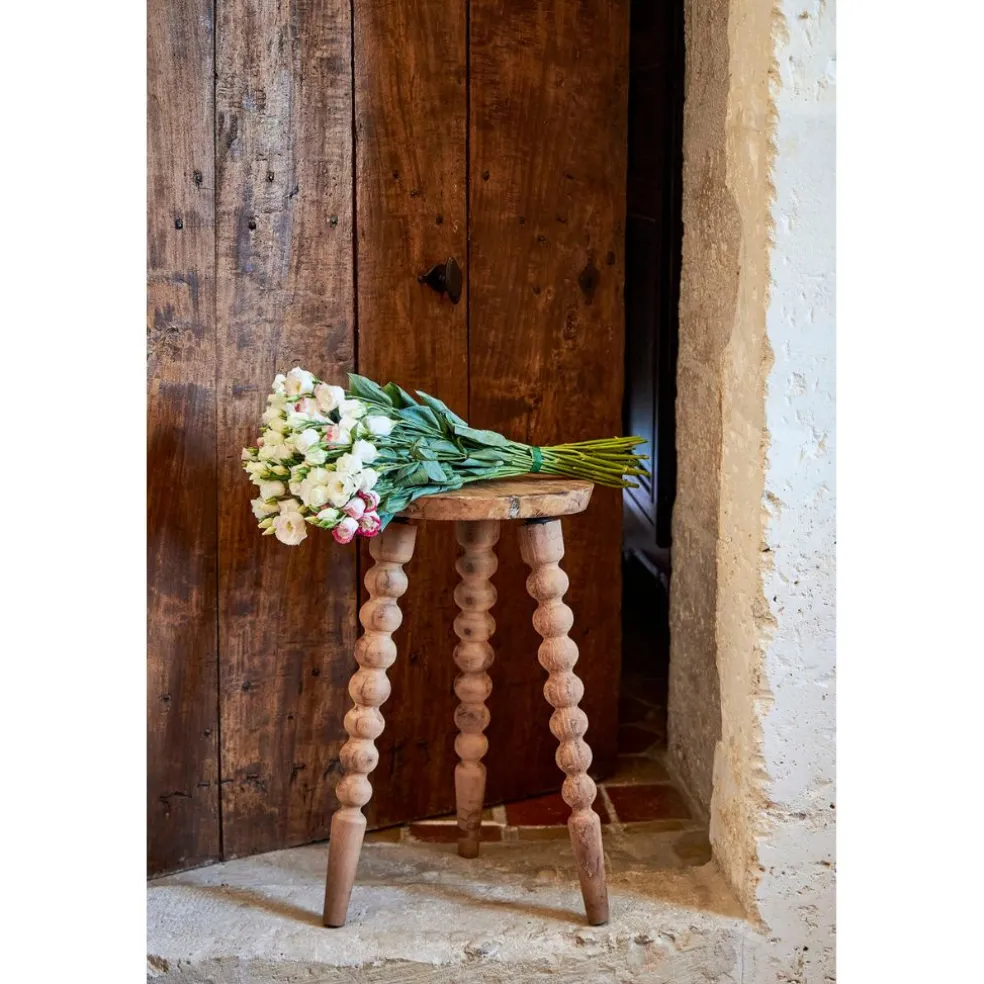 Bout de canapé rond en bois recyclé naturel d34cm - Campagne