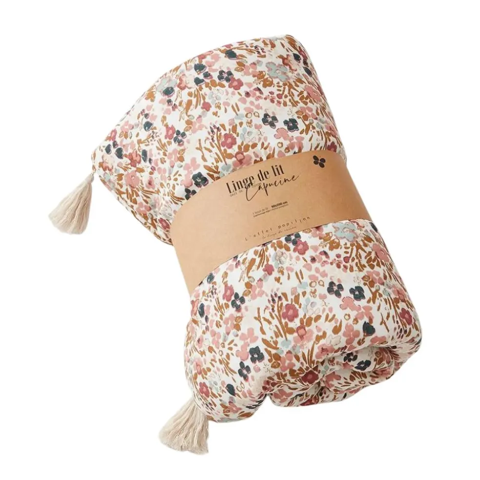 Bout de lit en gaze de coton imprimée pampa 90x200cm - Capucine