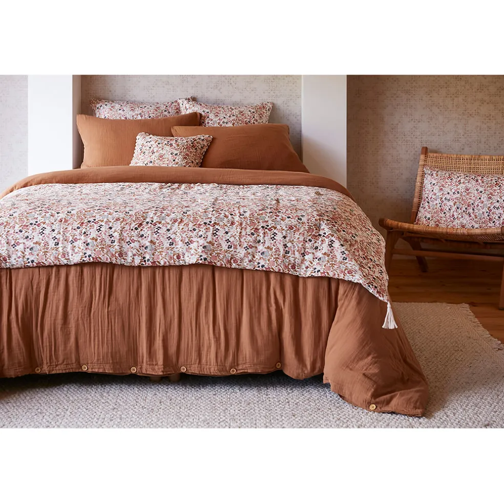 Bout de lit en gaze de coton imprimée pampa 90x200cm - Capucine