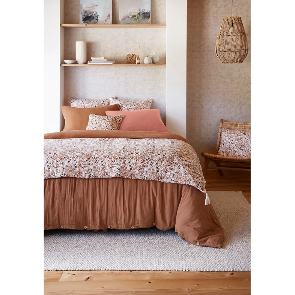 Bout de lit en gaze de coton imprimée pampa 90x200cm - Capucine