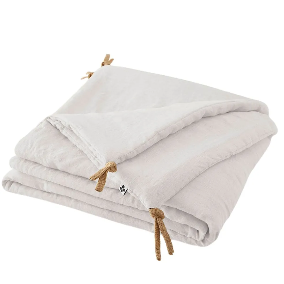 Bout de lit en lin lavé craie 90x200cm - Soline