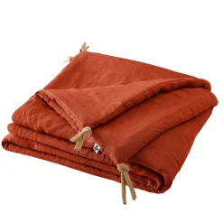Bout de lit en lin lavé paprika 90x200cm - Soline