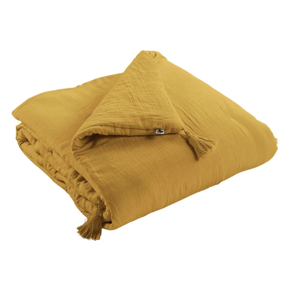 Bout de lit safran en gaze de coton 90x200cm - Gaia