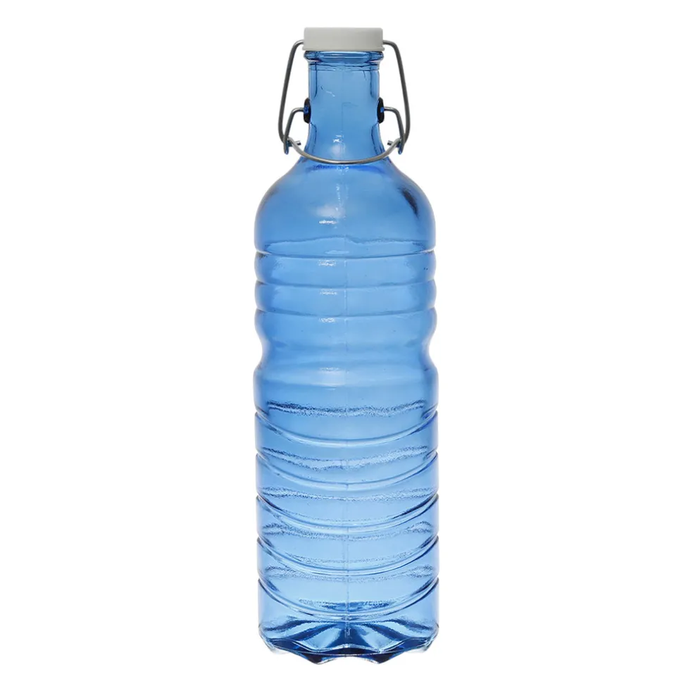 Bouteille en verre et inox et silicone bleu 1.5l - Aheli