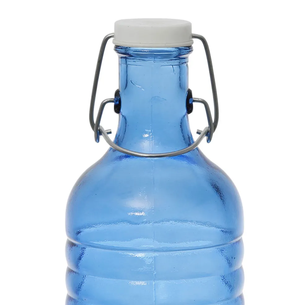 Bouteille en verre et inox et silicone bleu 1.5l - Aheli