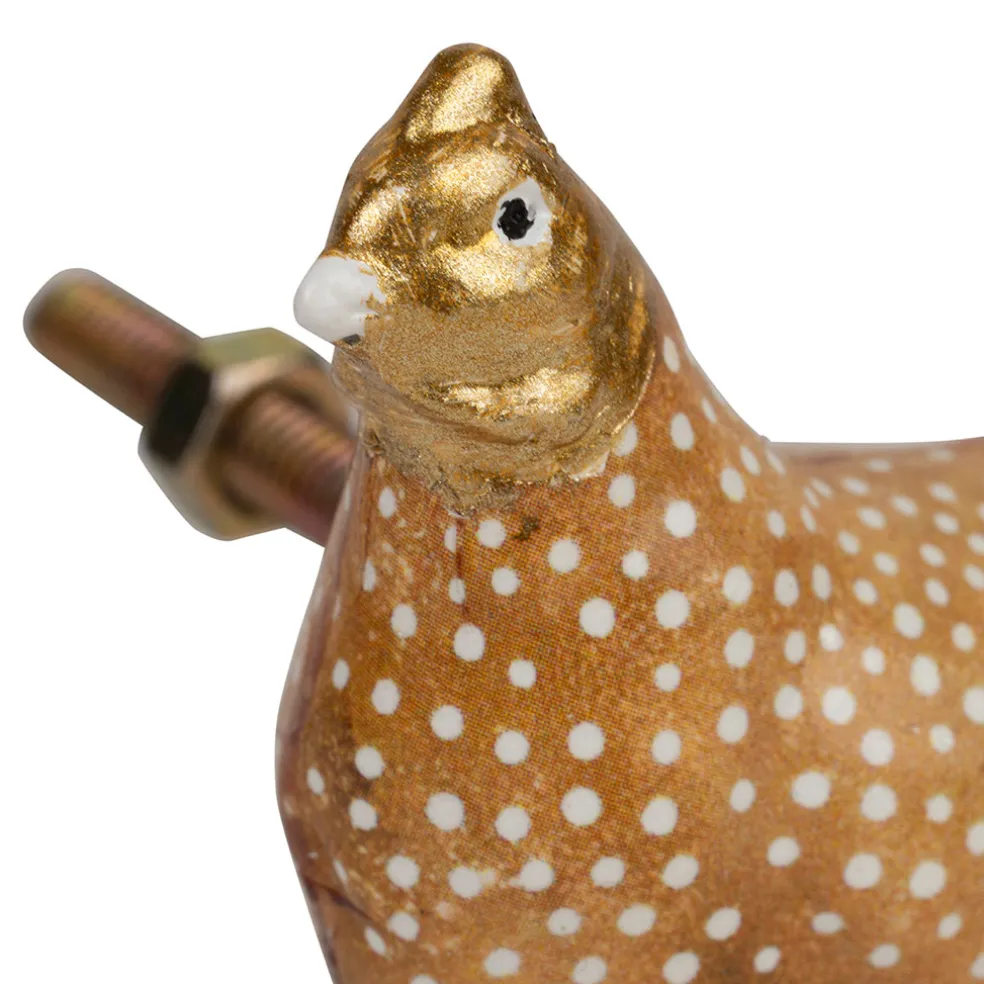 Boutons de porte poules x2 blanc et doré - Campagne