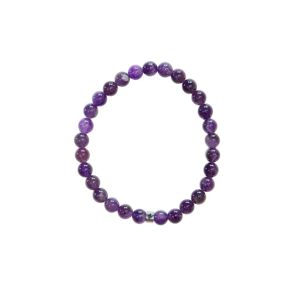 Bracelet améthyste perles rondes 6mm