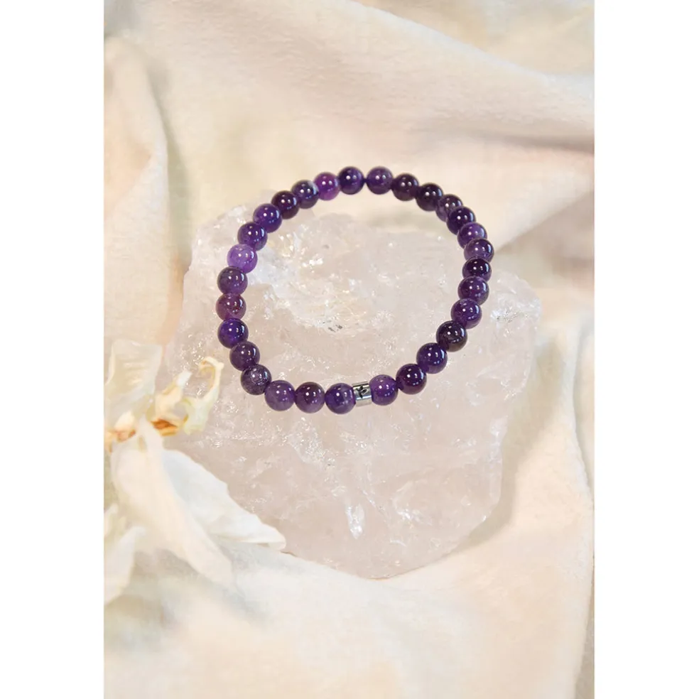 Bracelet améthyste perles rondes 6mm