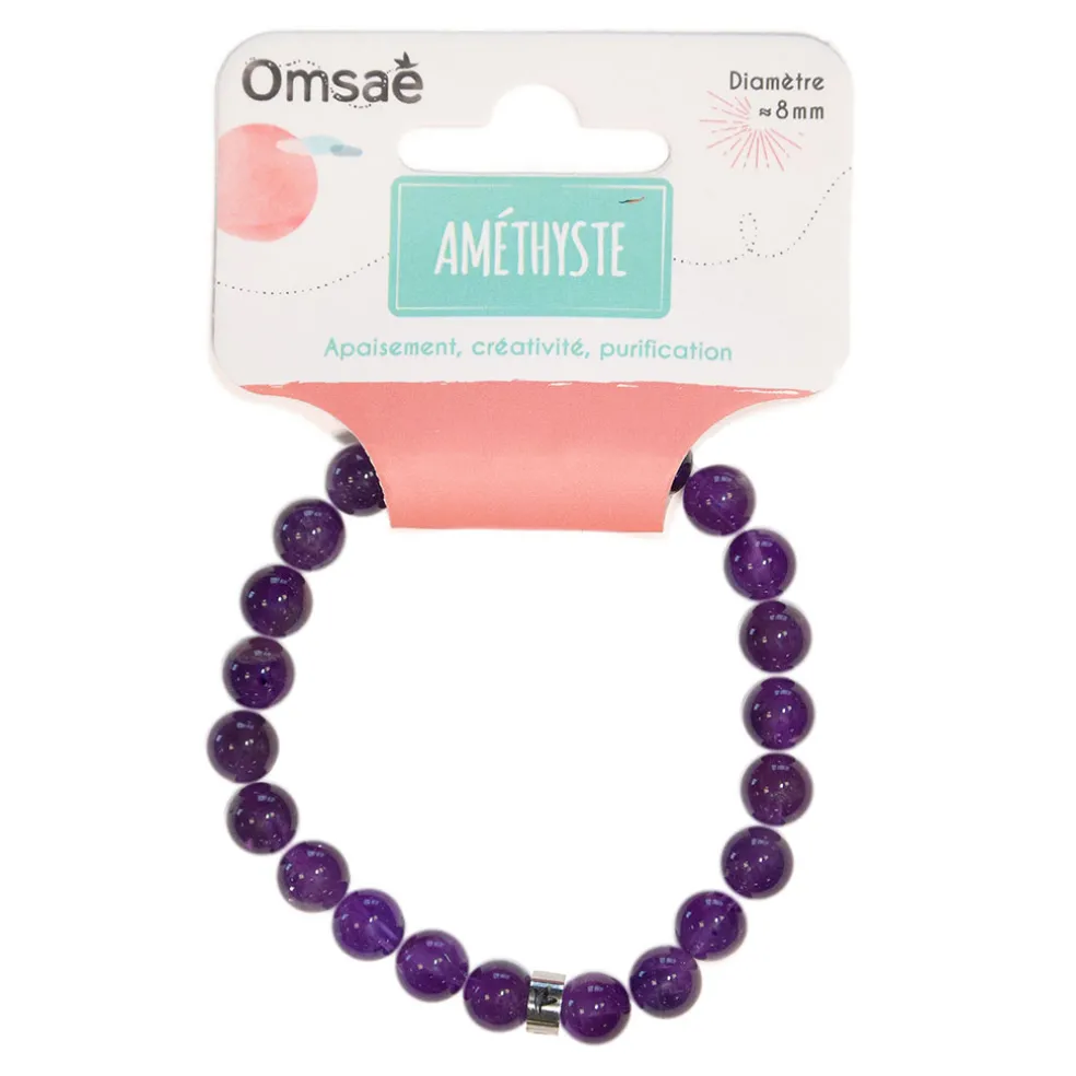 Bracelet améthyste perles rondes 8mm