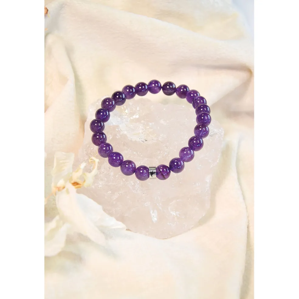 Bracelet améthyste perles rondes 8mm