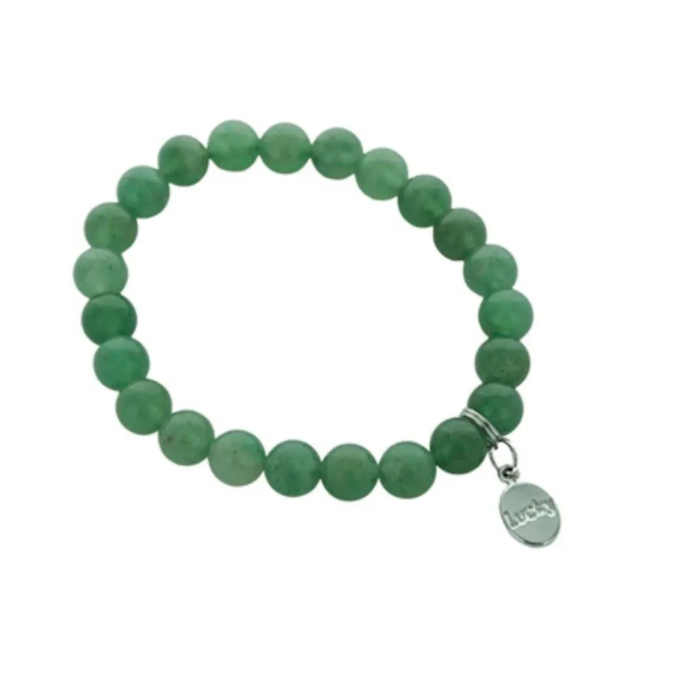 Bracelet aventurine verte perles rondes 8mm et chance
