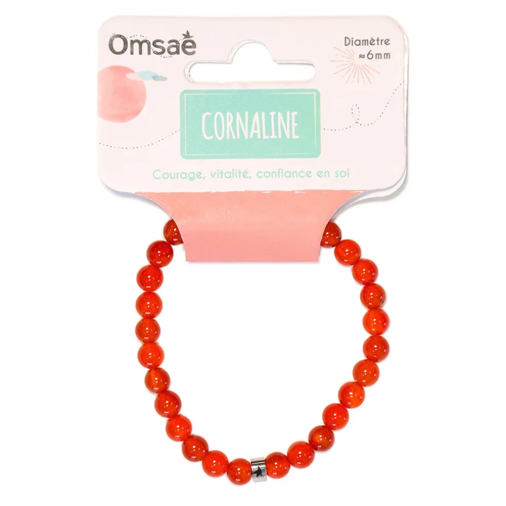 Bracelet cornaline perles rondes 6mm