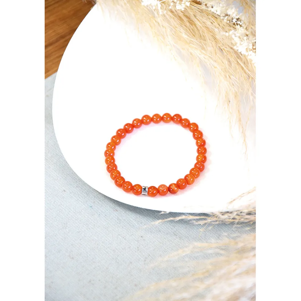 Bracelet cornaline perles rondes 6mm