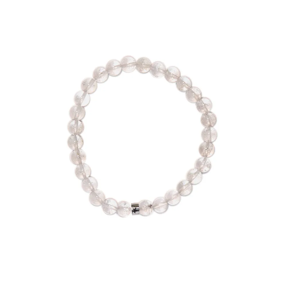 Bracelet cristal de roche perles rondes 6mm