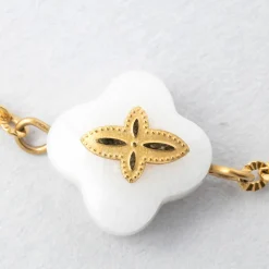 Bracelet en acier doré et blanc - trefle