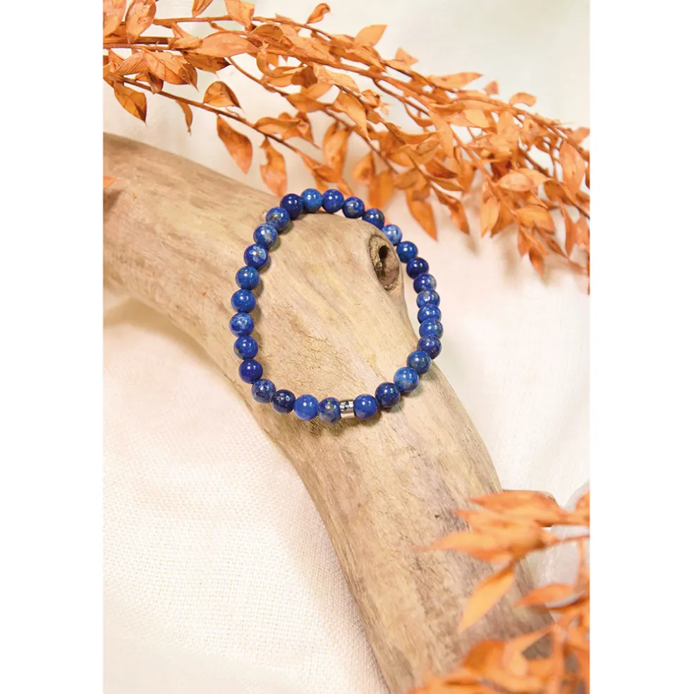 Bracelet lapis lazuli perles rondes 6mm