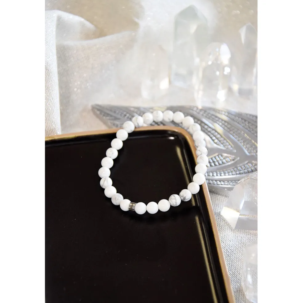 Bracelet magnésite perles rondes 6mm