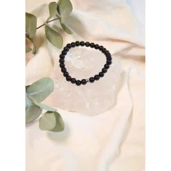 Bracelet obsidienne noire perles rondes 6mm