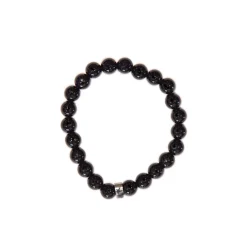 Bracelet obsidienne noire perles rondes 8mm