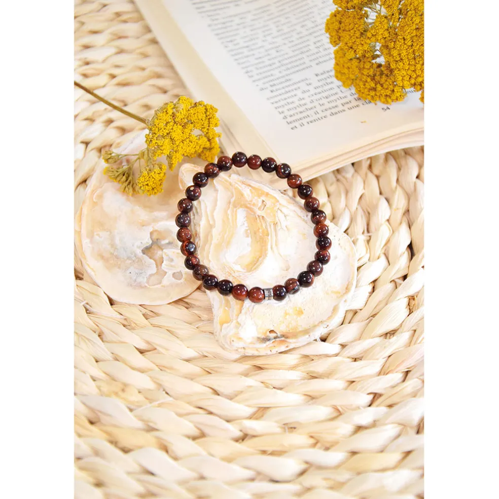 Bracelet oeil de taureau perles rondes 6mm