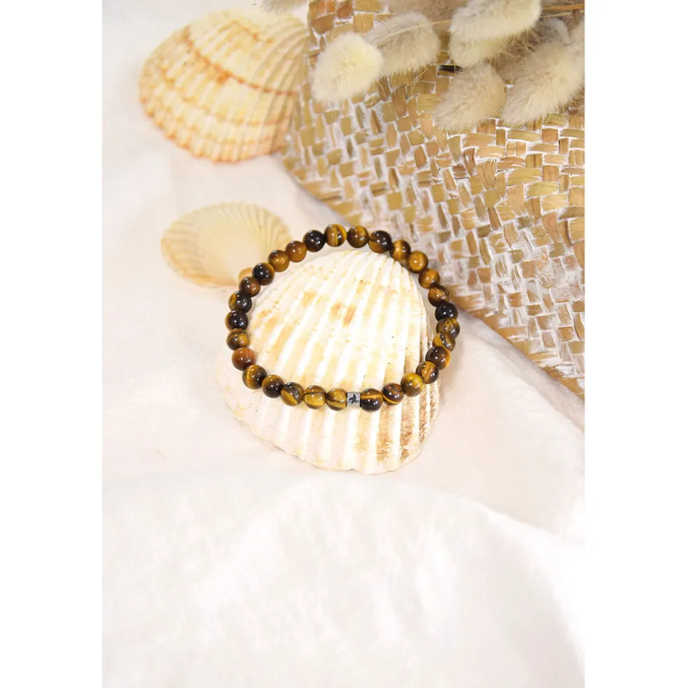 Bracelet oeil de tigre perles rondes 6mm