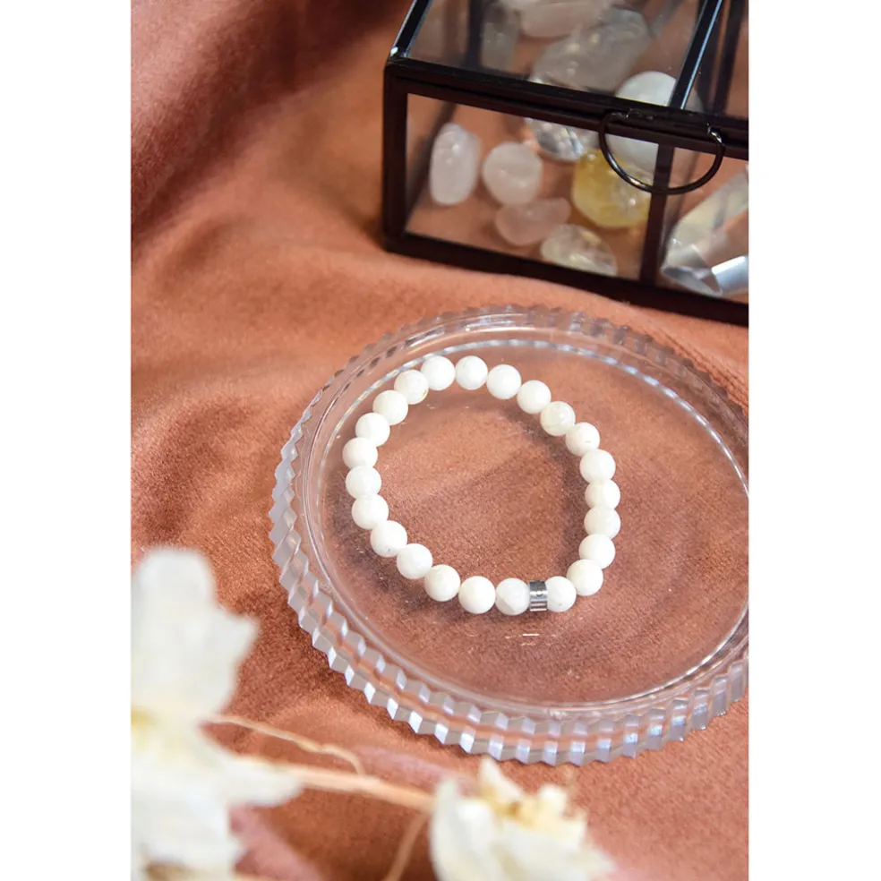 Bracelet pierre de lune perles rondes 8mm