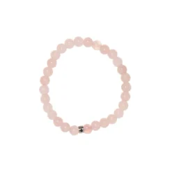 Bracelet quartz rose perles rondes 6mm